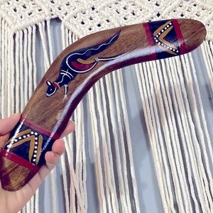 Small Boomarang Handmade Australian Hand Painted Wood Kangaroo